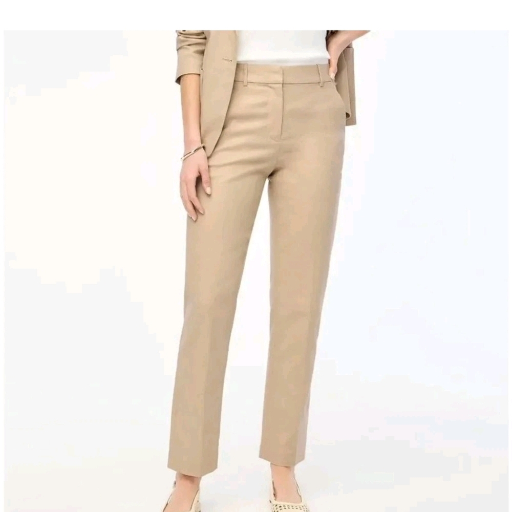 J. Crew Women's Kallie Linen Blend Straight Leg Tan Pants